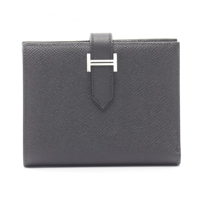 エルメス HERMES ベアンコンパクト 二つ折り財布 財布 レザー ヴォーエプソン ヴォーエプソン U刻印(2022年製造) レディース ブラック系 【中古】