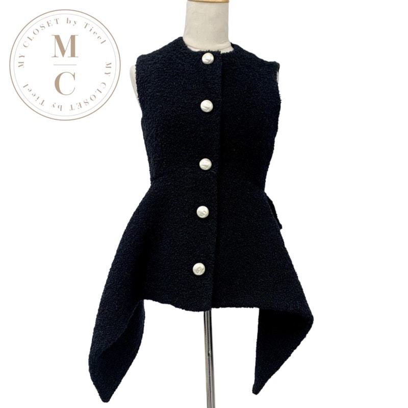 ルイヴィトン LOUIS VUITTON アウター ブラック ベスト ジレ ウール ペプラムベスト 22AW