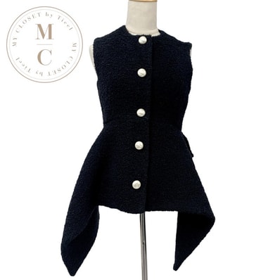 ルイヴィトン LOUIS VUITTON アウター ブラック ベスト ジレ ウール ペプラムベスト 22AW