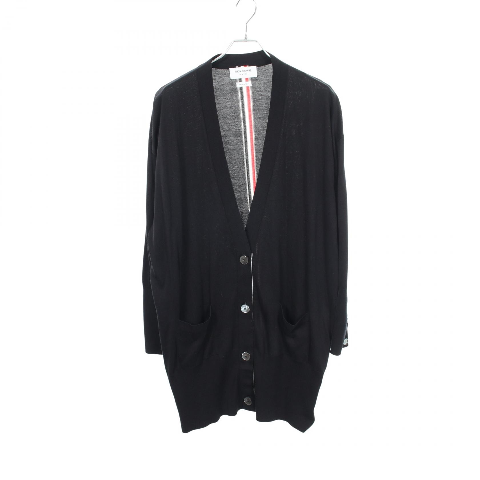 トムブラウン THOM BROWNE カーディガン 衣料品 トップス シルク コットン メンズ ブラック系 FKC368A-06162 【中古】