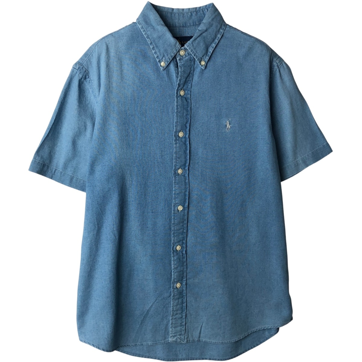 古着 ラルフローレン Ralph Lauren INDIGO OXFORD 半袖 ボタンダウンシャツ メンズM相当/eaa644900