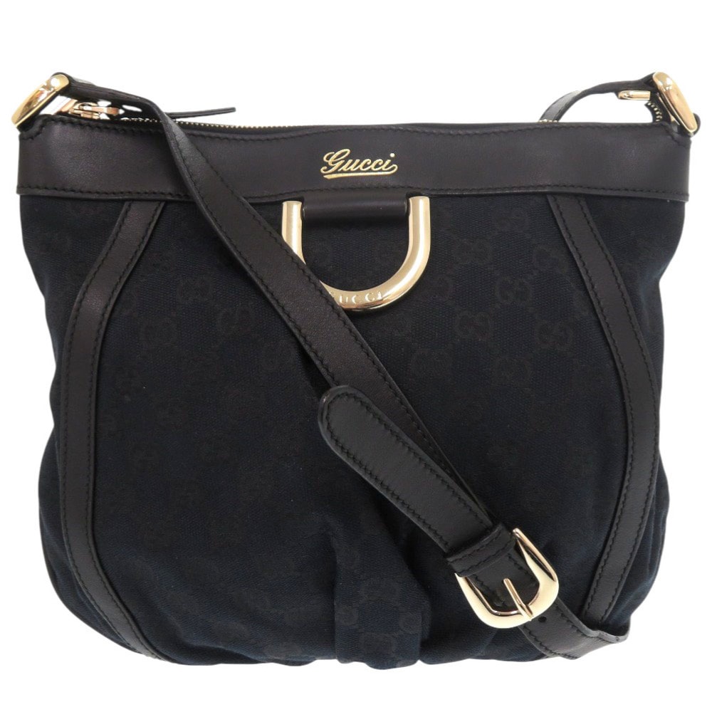 グッチ アビー  203257  GGキャンバス レザー ブラック