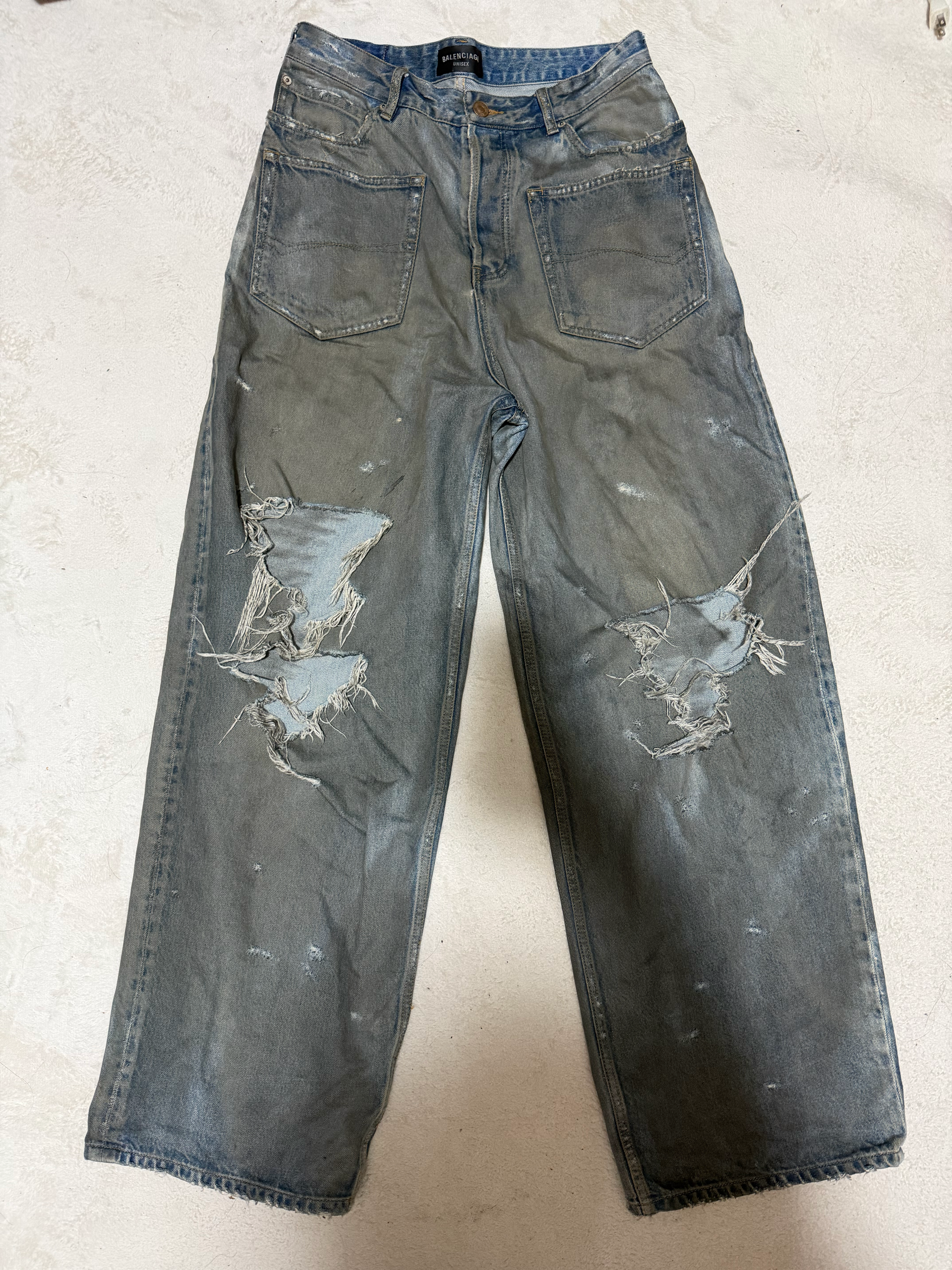 BALENCIAGA Patched Pocket Baggy Jeans "Blue"