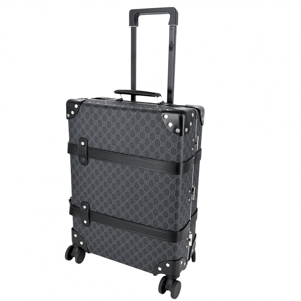 GUCCI グッチ キャリーバッグ グローブトロッター GLOBE TROTTER トランク スーツケース トラベルバッグ GGスプリームキャンバス  レザー   ブラック 黒 シルバー金具 ユニセックス【中古品】