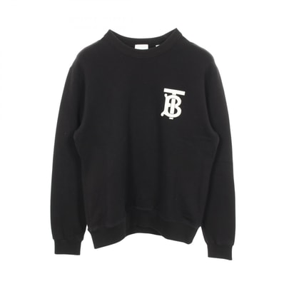 バーバリー BURBERRY ロゴプリント クルーネック スウェット 衣料品 トップス コットン メンズ ブラック系 【中古】