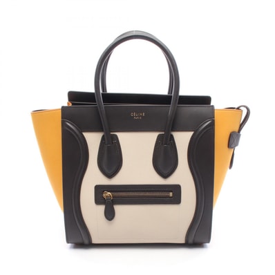 セリーヌ CELINE ラゲージ マイクロショッパー トートバッグ バッグ レザー レザー レディース ベージュ系 / ブラック系 / イエロー系 【中古】