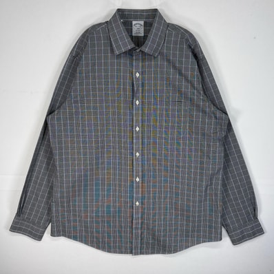 古着 ブルックスブラザーズ Brooks Brothers 長袖シャツ チェック 胸ポケ REGENT L グレー系 マルチカラー メンズ