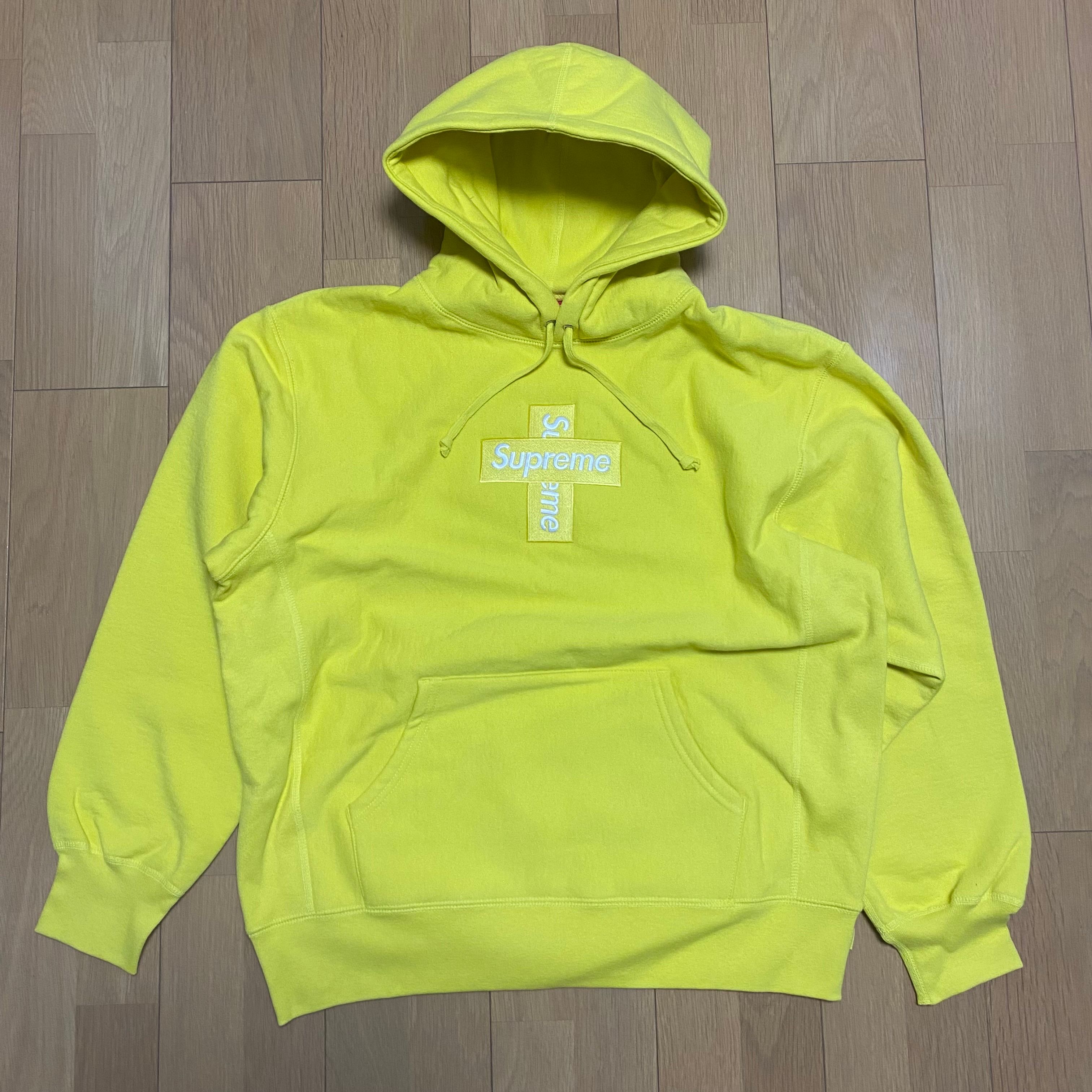 Supreme Cross Box Logo Hooded Sweatshirt "Yellow"
