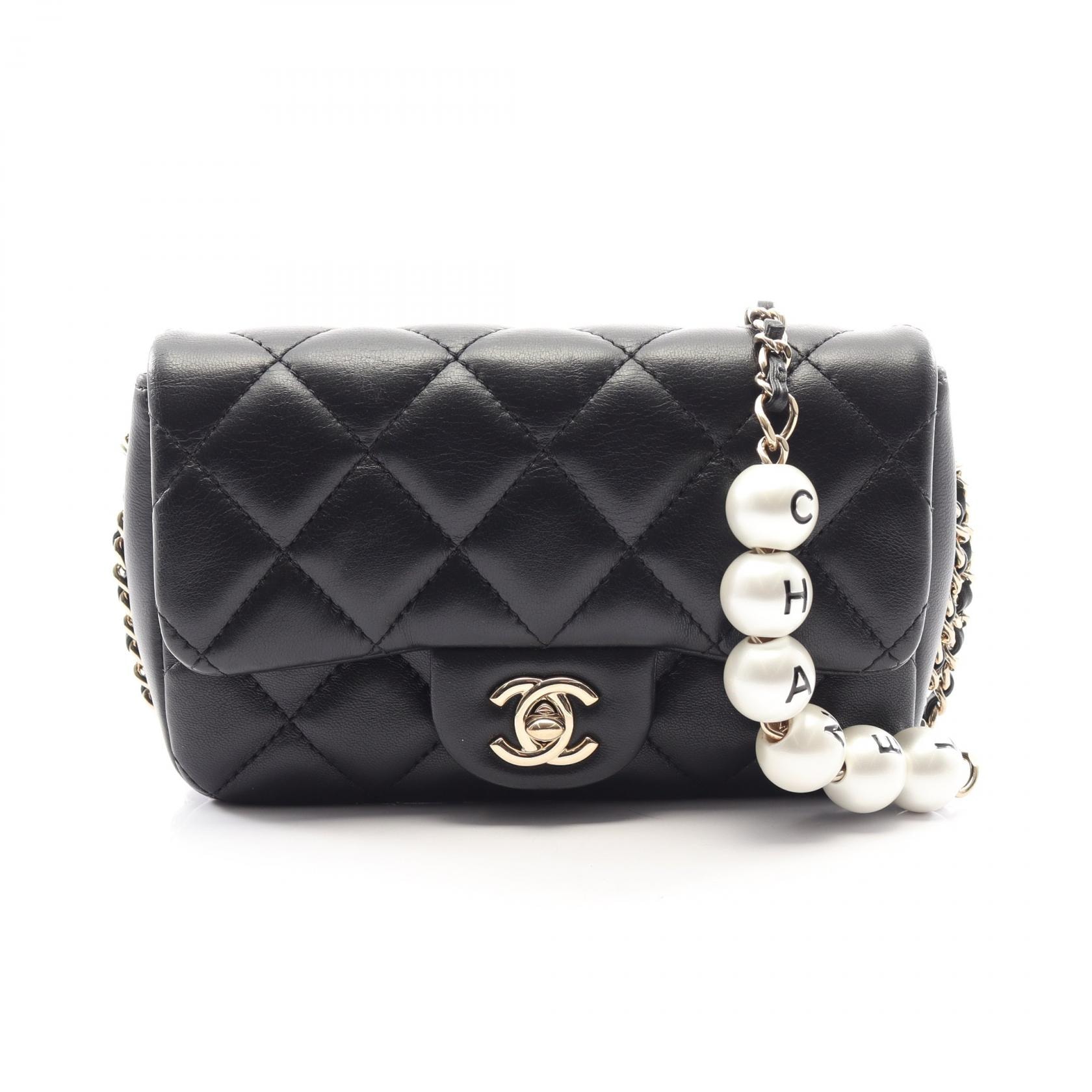 シャネル CHANEL マトラッセ スモールフラップ ショルダーバッグ バッグ ラムスキン(羊革) レディース ブラック系 【中古】