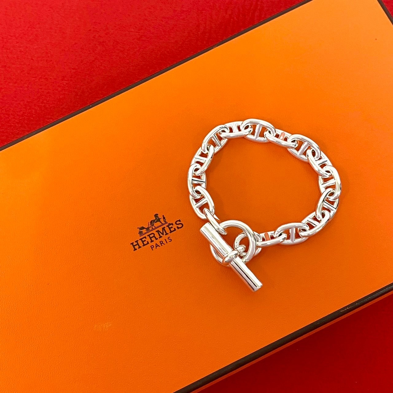 HERMES エルメス シェーヌダンクル MM 15コマ シルバー925 ブレスレット シルバー
 39417