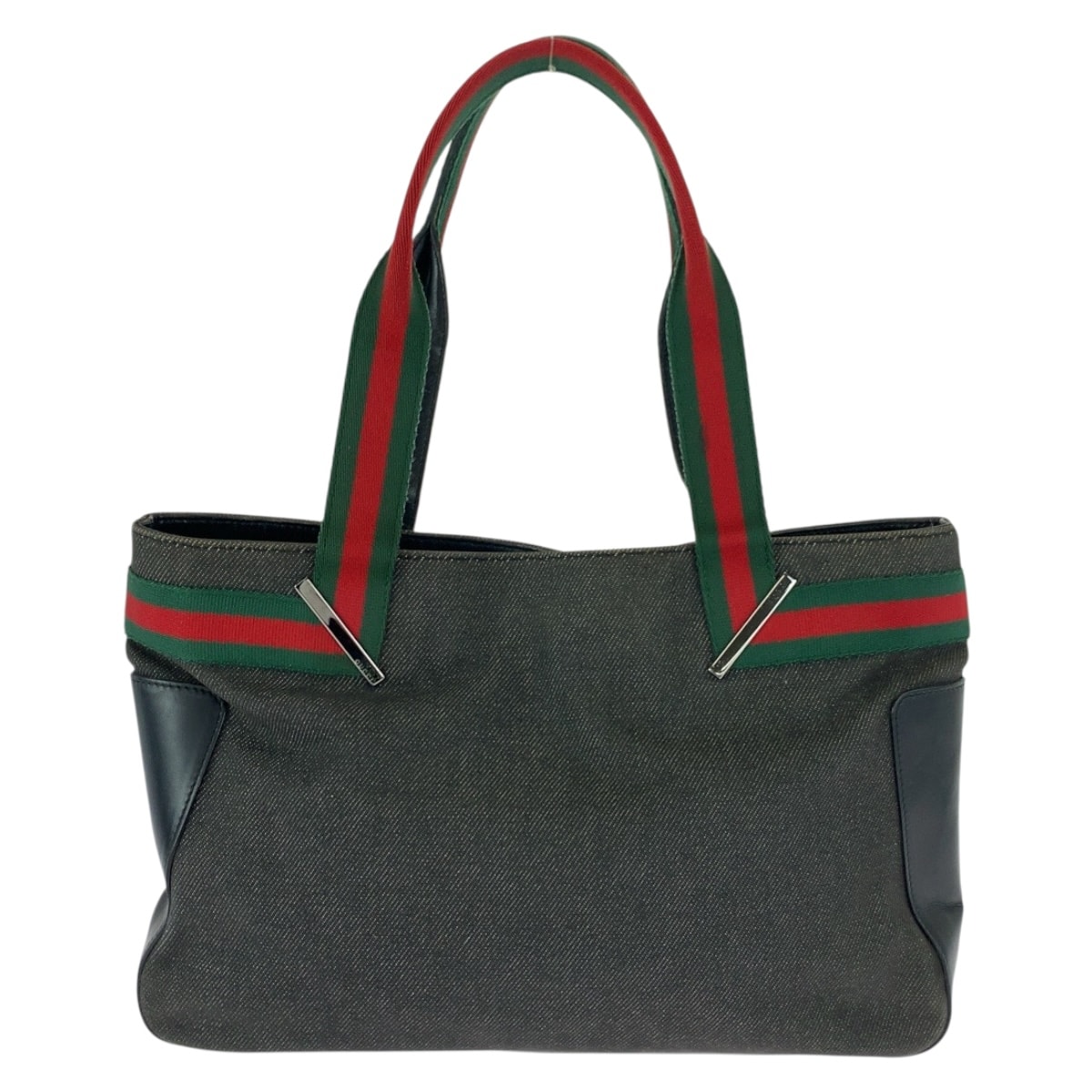 美品 GUCCI グッチ シェリーライン ブラック 黒 シルバー金具 キャンバス トートバッグ ショルダーバッグ 505436 【中古】