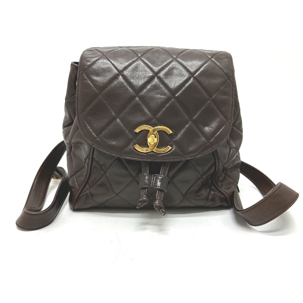シャネル CHANEL マトラッセ キルティング CC ココマーク チェーン バックパック カバン リュックサック ラムスキン ブラウン