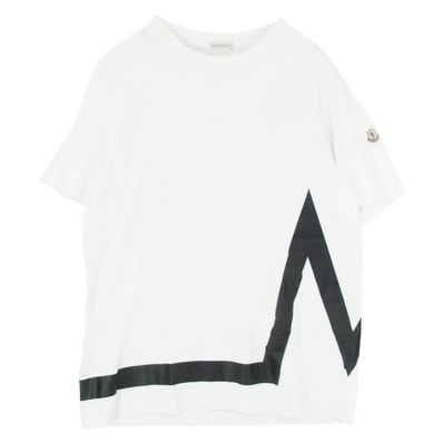 MONCLER モンクレール H20918C00001 S/S T-SHIRT ロゴワッペン 半袖 Tシャツ カットソー ホワイト系 XL【中古】