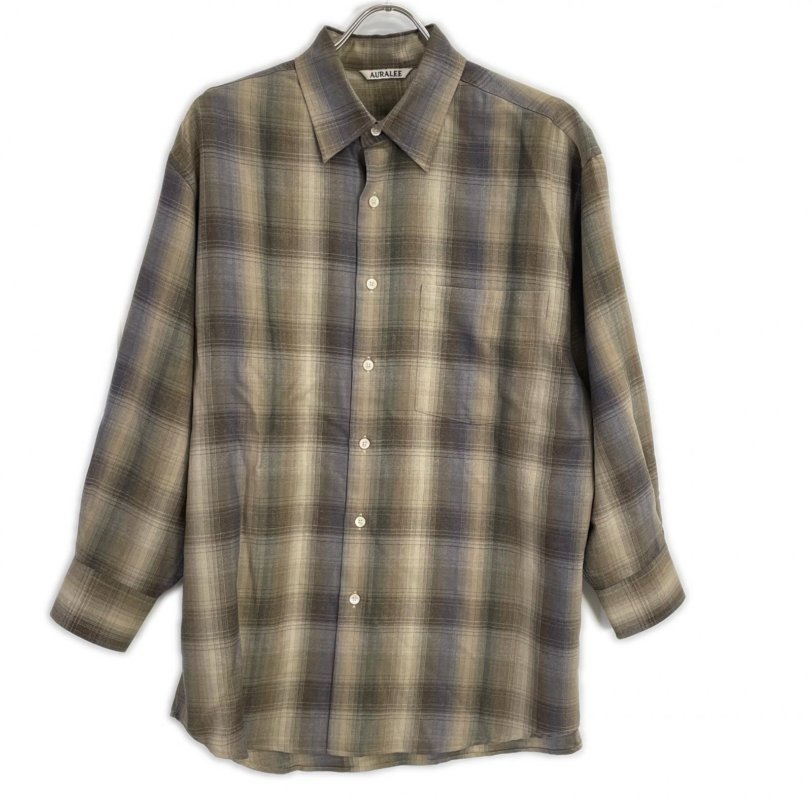オーラリー 25AW A25AS01LC ベージュ SUPER LIGHT WOOL CHECK SHIRT ロングスリーブシャツ 3