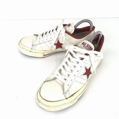 CONVERSE/コンバース★ONE STAR/レザースニーカー【24.5/USA6/白×赤】Leather sneakers Vintage◆A-41