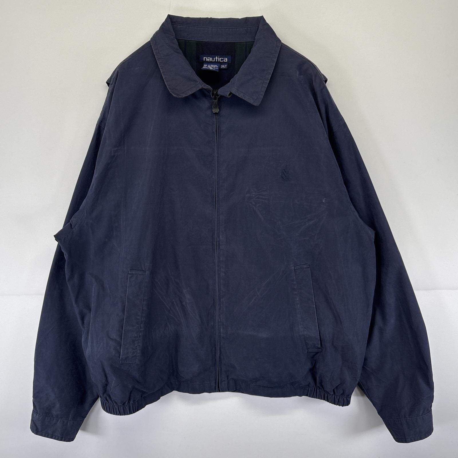 古着 90's/90年代 ノーティカ NAUTICA スウィングトップジャケット ワンポイントロゴ フルジップ チンスト 2XLT  ネイビー メンズ