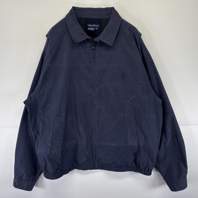 古着 90's/90年代 ノーティカ NAUTICA スウィングトップジャケット ワンポイントロゴ フルジップ チンスト 2XLT ネイビー メンズ