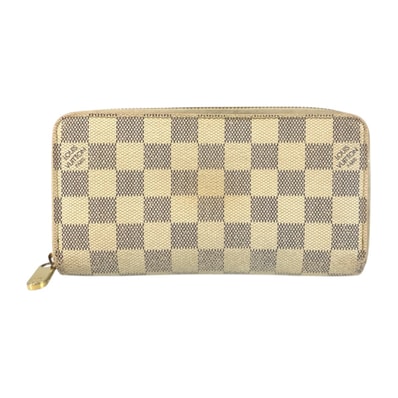 LOUIS VUITTON ルイヴィトン ダミエアズール ジッピー ウォレット ホワイト グレー ゴールド金具 PVC 長財布 ロングウォレット 600165 【中古】