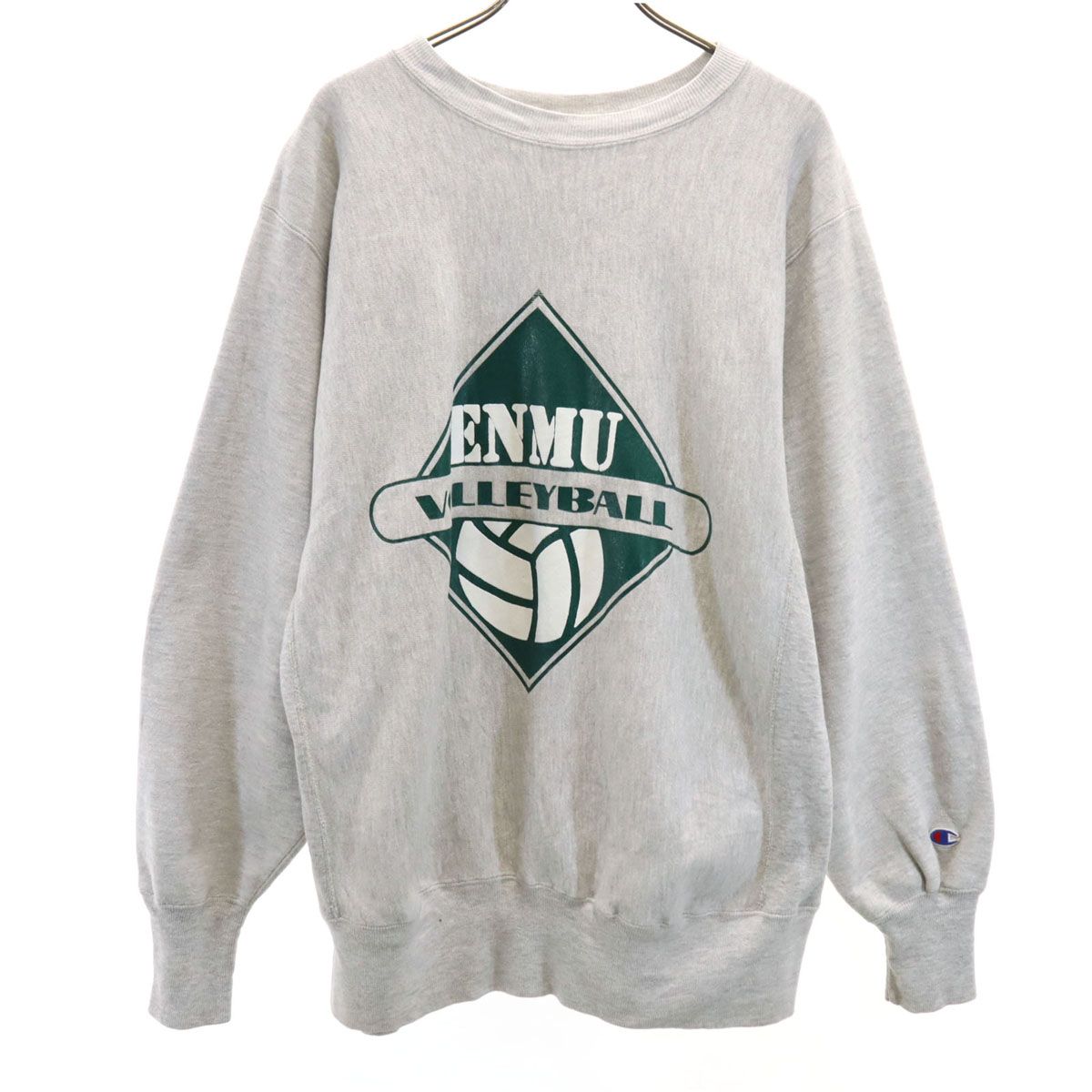 Champion チャンピオン 90s USA製 オールド 刺繍タグ バレーボール プリント 長袖 リバースウィーブ スウェット トレーナー L グレー