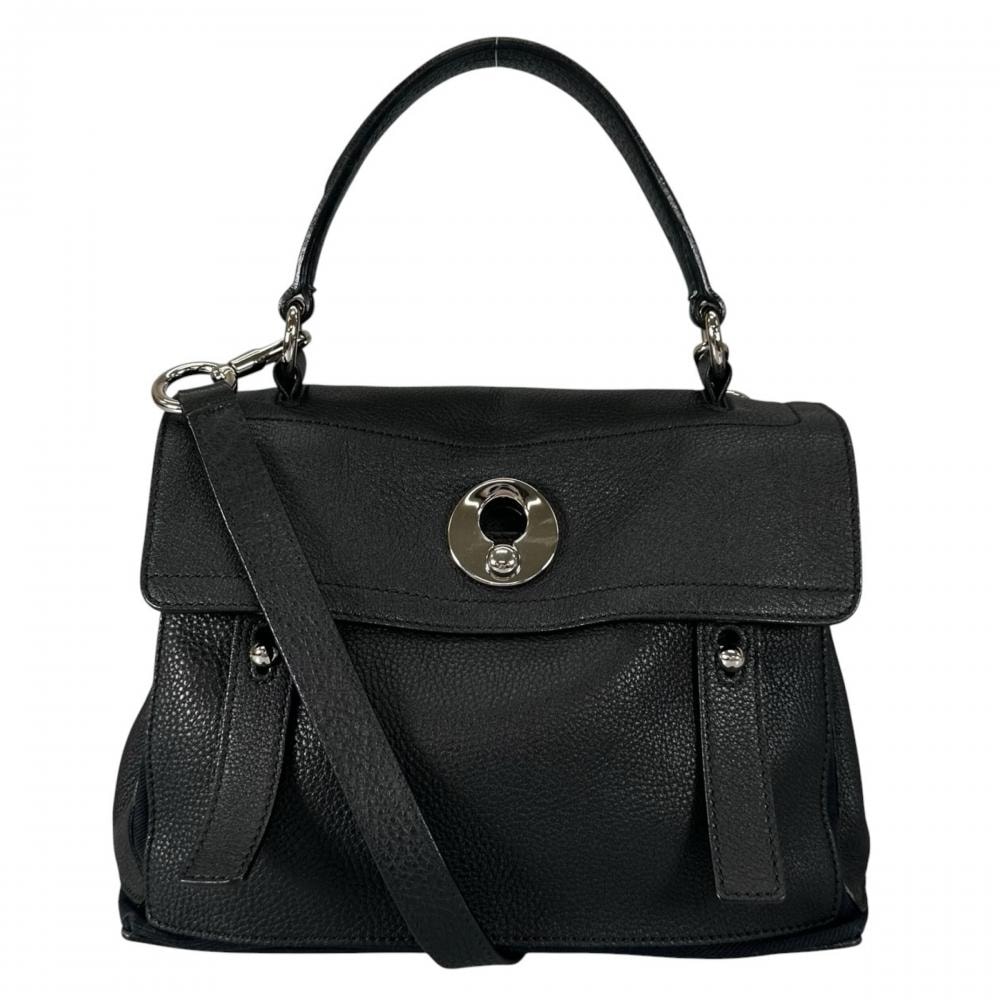 SAINT LAURENT サンローラン ショルダーバッグ ミューズトゥミニ 2WAY 斜め掛け レザー    ブラック 黒 シルバー金具 レディース【中古品】