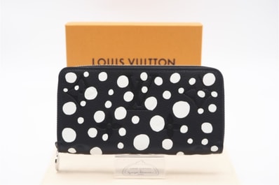 美品 LOUIS VUITTON ルイ・ヴィトン アンプラント 草間彌生コラボ インフィニティ ドット ジッピーウォレット M81906 長財布 ブラック ホワイト コーティングキャンバス レディース