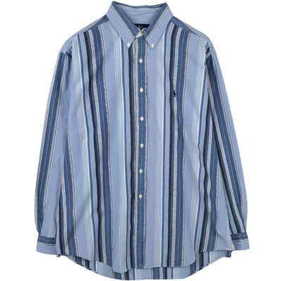古着 ラルフローレン Ralph Lauren CLASSIC FIT クラシックフィット マルチストライプ 長袖 ボタンダウンストライプシャツ メンズXL相当/eaa661348