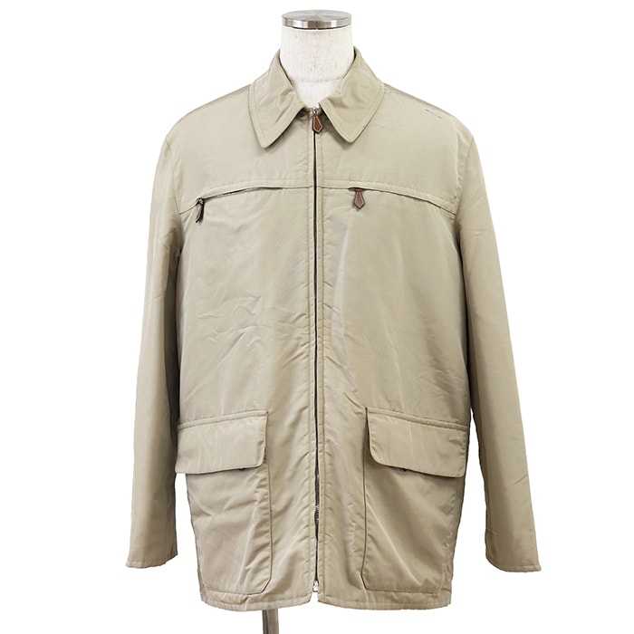 HERMES エルメス ブルゾン サイズ 52 メンズ ナイロンタフタ ワークジャケット ジップアップ アウター ベージュ フランス製