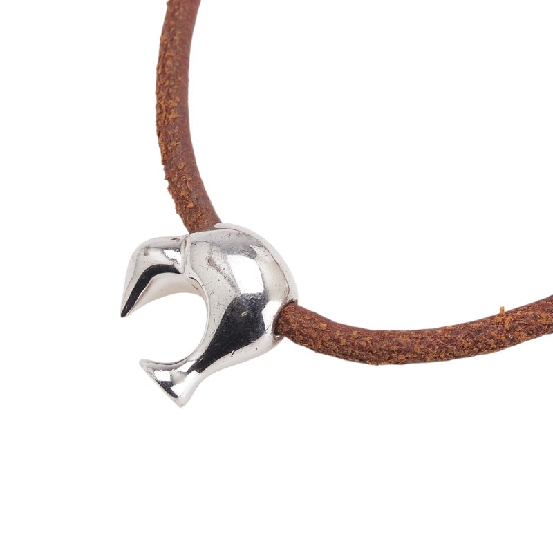ルイ ヴィトン LVカップ2003 キーウィ ネックレス チョーカー M80647 ブラウン SV925 シルバー レザー レディース LOUIS VUITTON 【中古】
