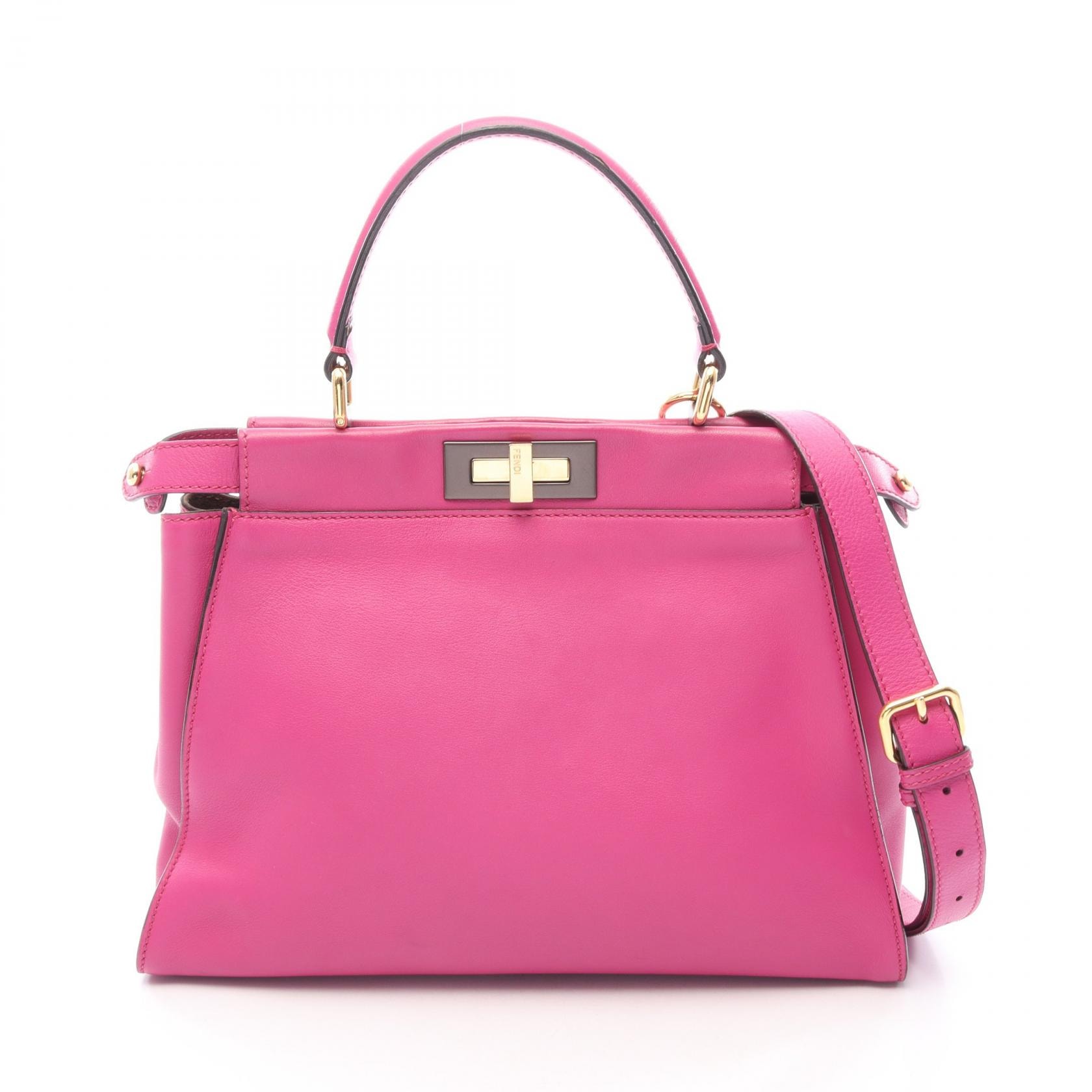 フェンディ FENDI ピーカブー レギュラー 2WAY ハンドバッグ バッグ レザー レディース ピンク系 8BN2903ZM 【中古】