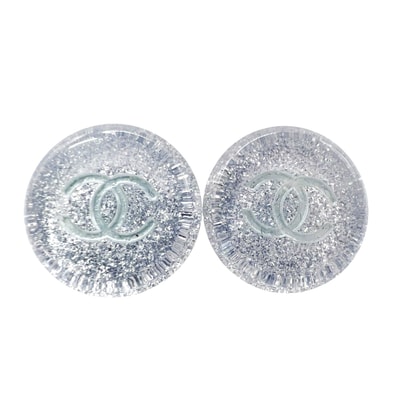 CHANEL 美品 シャネル ココマーク ラメ イヤリング A14999 00A 2000年製 コスチュームジュエリー アクセサリー シルバー クリア ヴィンテージ アンティーク ABランク 鑑定済 中古 シャネルイヤリング