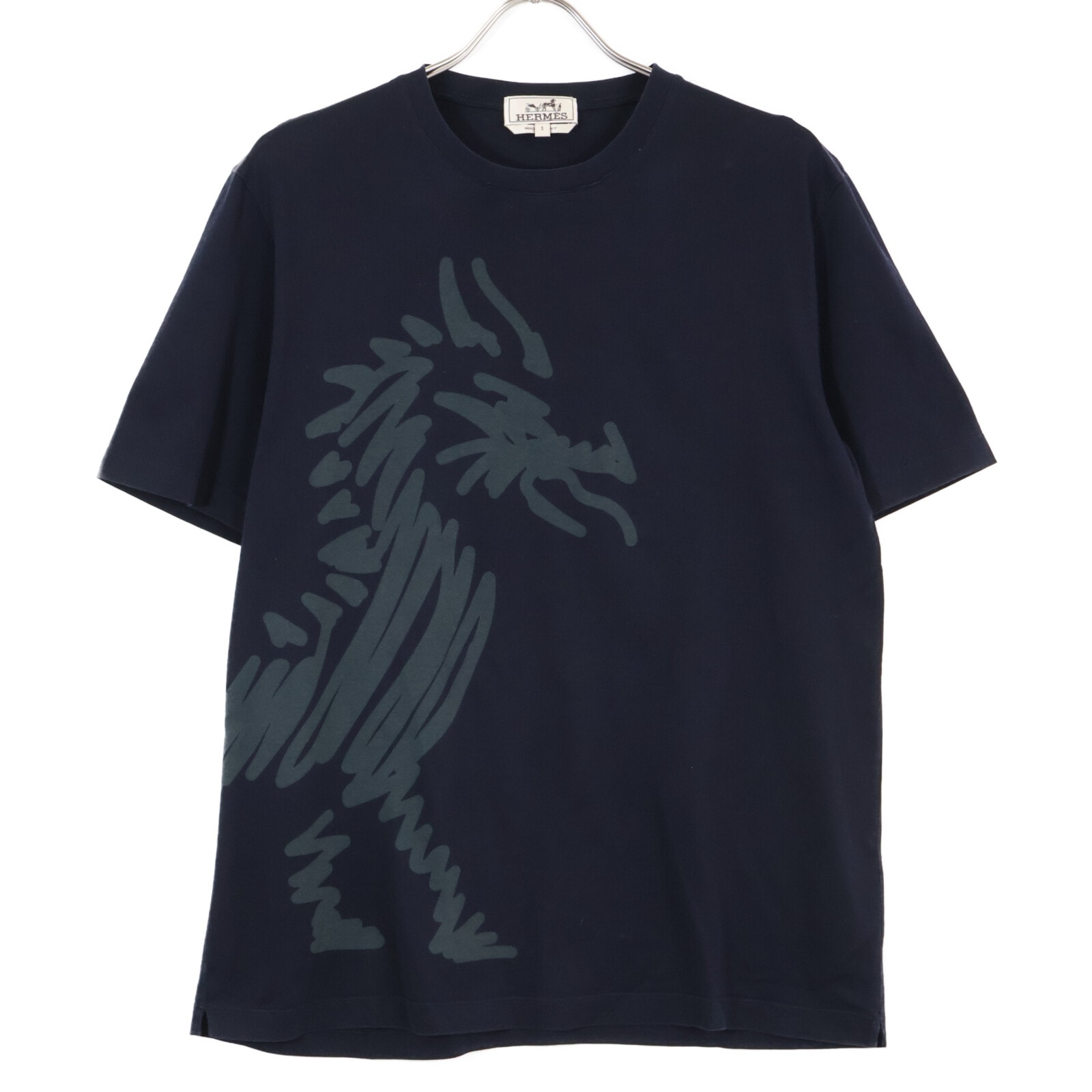 エルメス 92-5771 コットン ドラゴンプリント Tシャツ/カットソー M