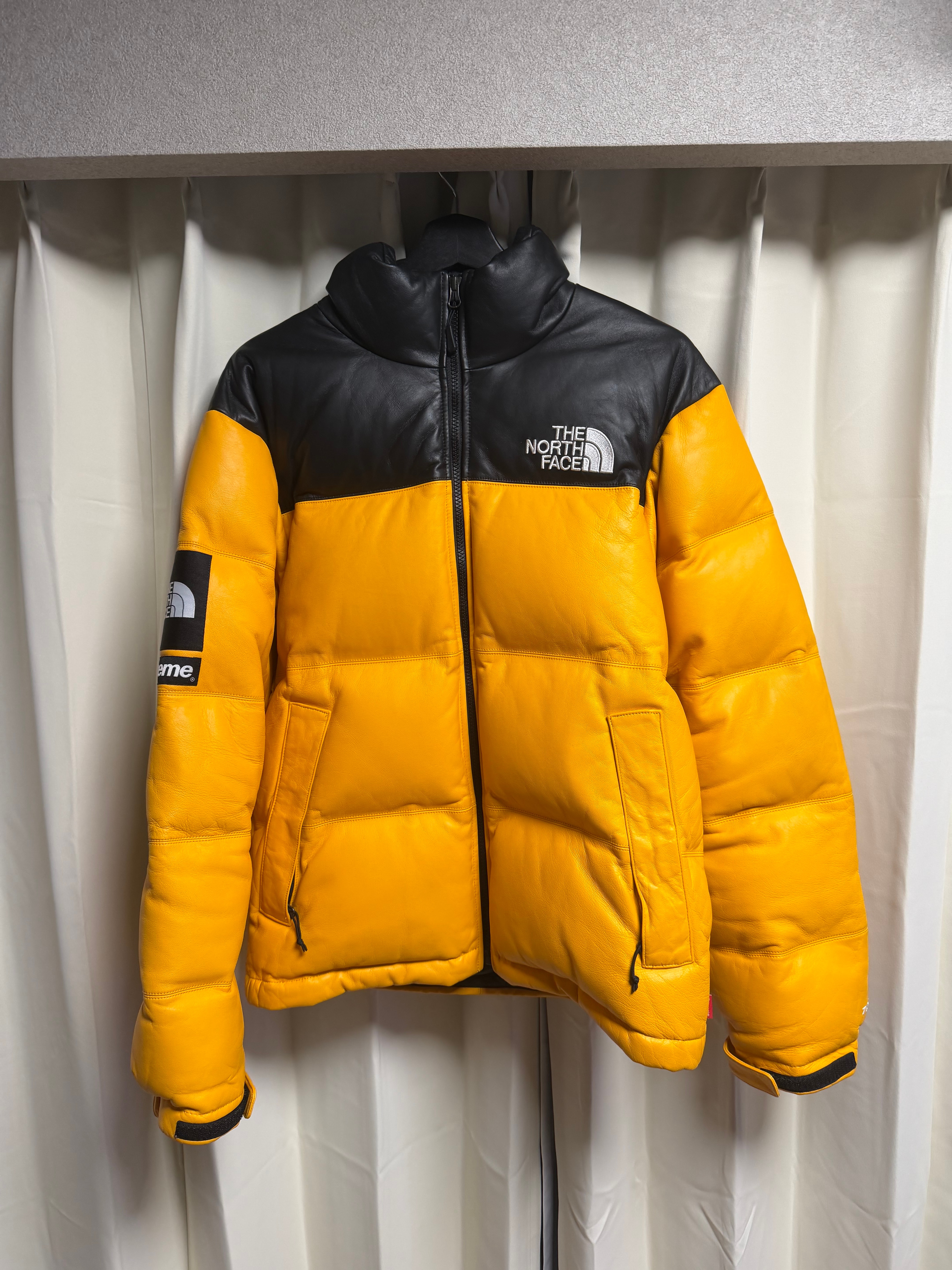 Supreme x The North Face Leather Nuptse Jacket "Yellow"