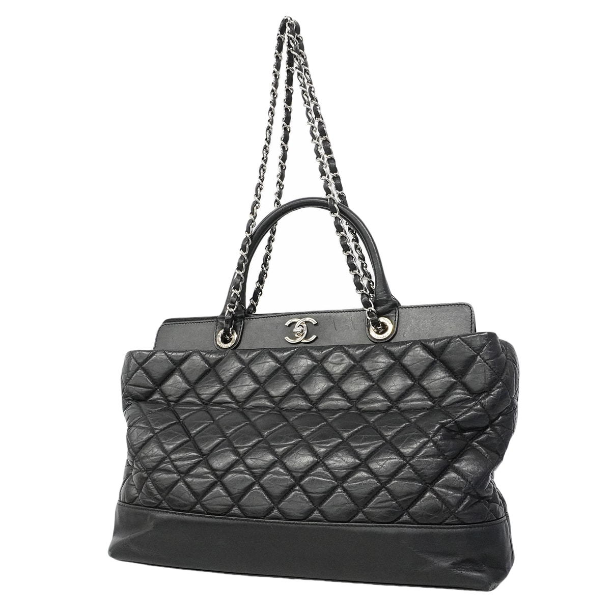 【6gd4843】シャネル ハンドバッグ マトラッセ チェーンショルダー ポートベロー レザー ブラック シルバー金具 2wayバッグ【中古】レディース