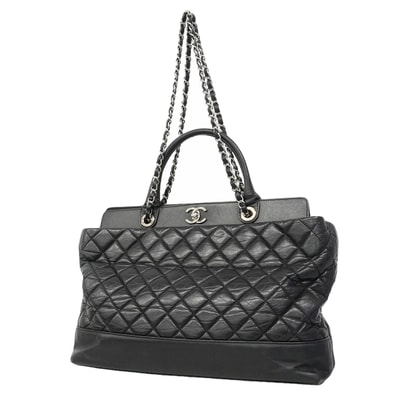 【6gd4843】シャネル ハンドバッグ マトラッセ チェーンショルダー ポートベロー レザー ブラック シルバー金具 2wayバッグ【中古】レディース