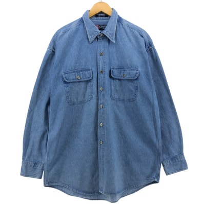 古着 90年代 ラルフローレン Ralph Lauren CHAPS チャップス 長袖 ボタンダウンデニムシャツ メンズL相当 ヴィンテージ/eaa560159