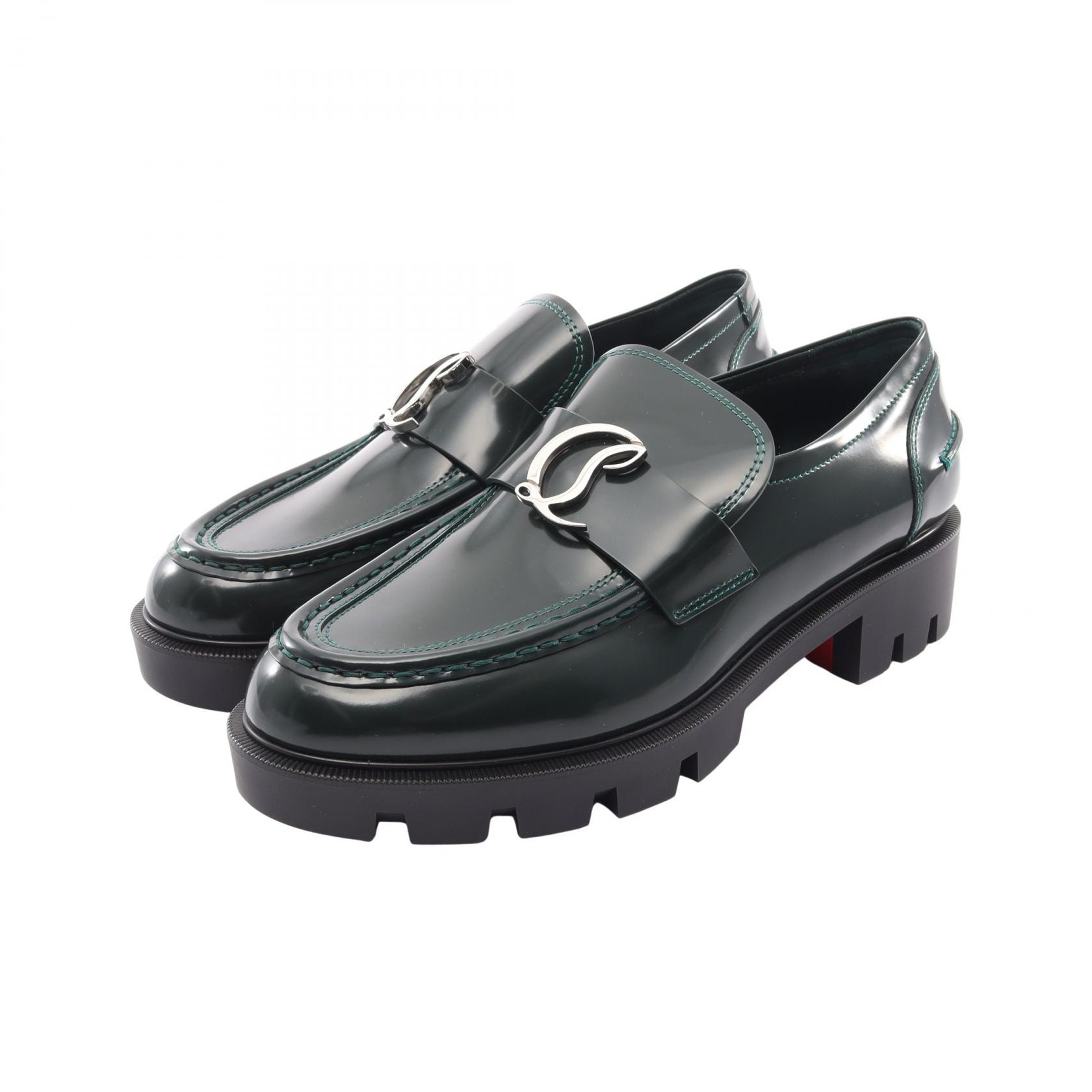 クリスチャンルブタン Christian Louboutin CL Moc Lug ローファー 靴 レザー レディース グリーン系 3221081E522 【中古】