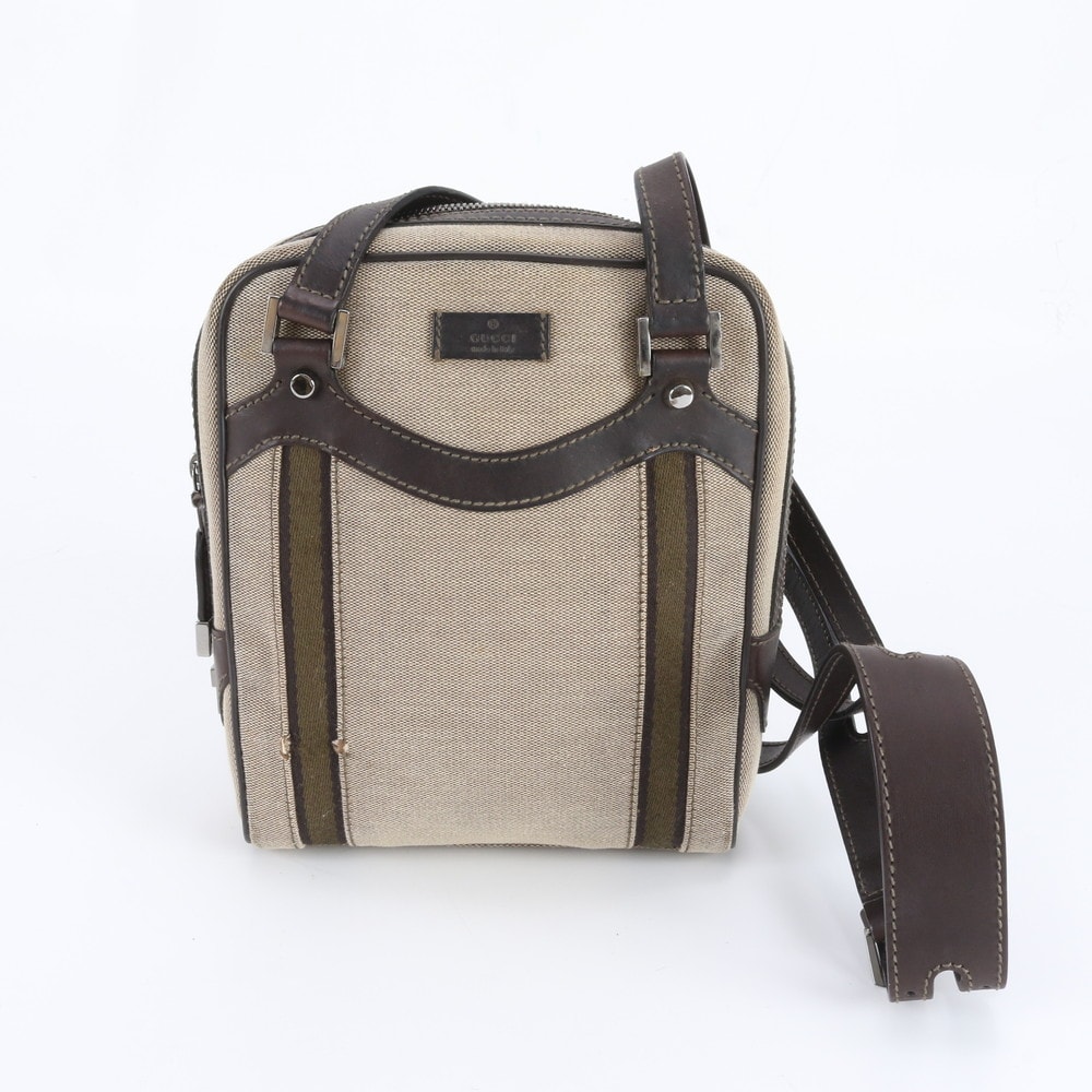 ■美品 グッチ106317 ショルダーバッグ レザー×キャンバス