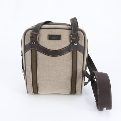 ■美品 グッチ106317 ショルダーバッグ レザー×キャンバス