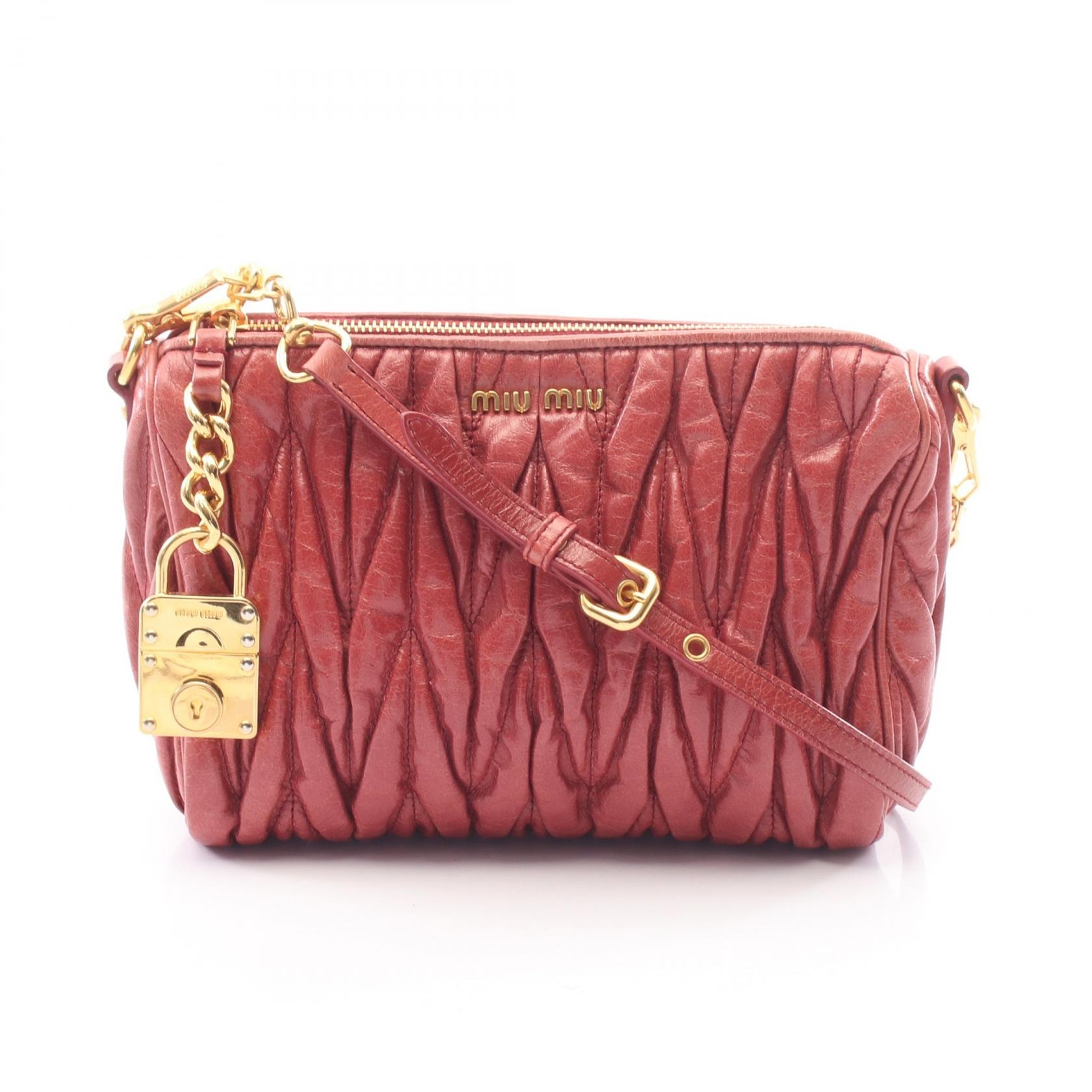 ミュウ ミュウ Miu Miu マテラッセ ショルダーバッグ バッグ レザー レディース ピンク系 【中古】