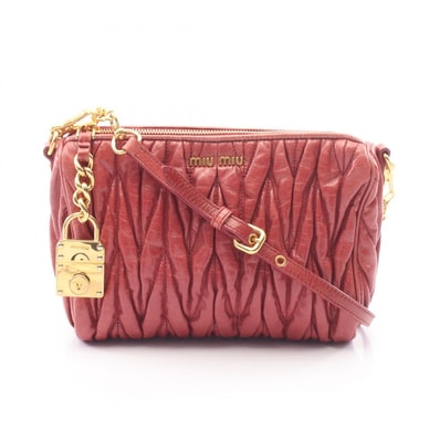 ミュウ ミュウ Miu Miu マテラッセ ショルダーバッグ バッグ レザー レディース ピンク系 【中古】