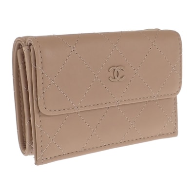 シャネル CHANEL スモールフラップ ウォレット AP3882_B16247_NW781 三つ折り財布 カーフ ベージュ レディース【中古】【Aランク】