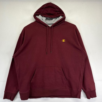 古着 チャンピオン Champion パーカー 大きいサイズ トレーナー スウェット ワンポイントロゴ刺繍 スポーツ 2XL レッド系 メンズ