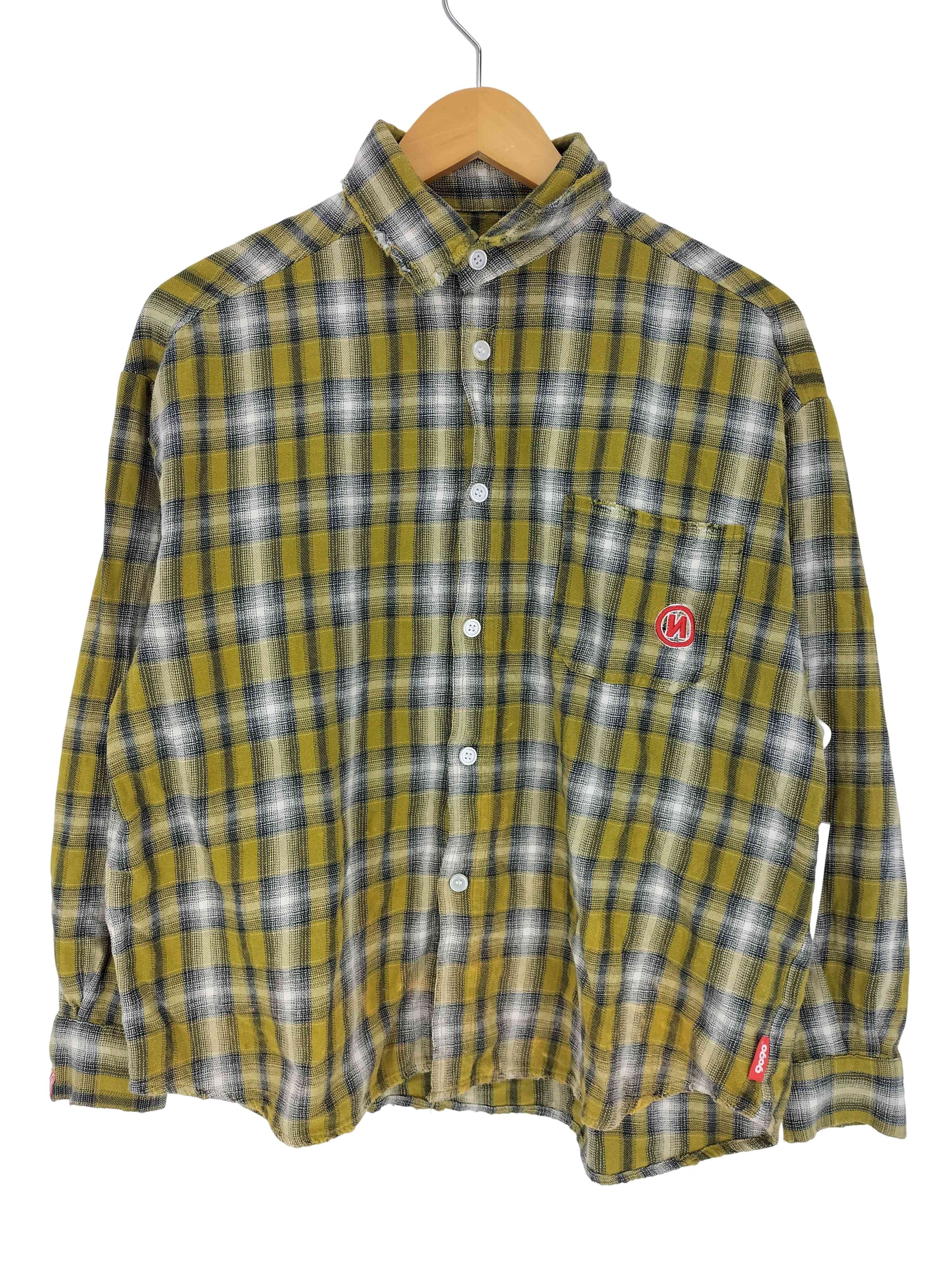 N刺繍 バックプリント チェック柄 ネルシャツ【1142344834268】