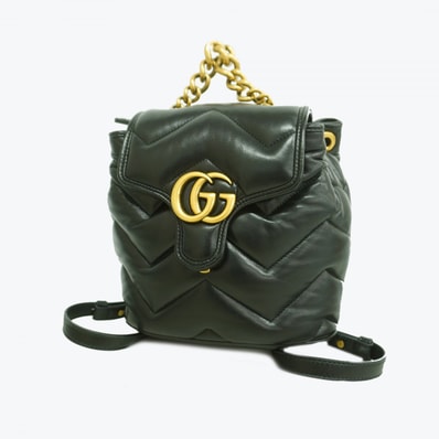 【6gd4797-k】グッチ リュック・デイパック GGマーモント 777253 レザー ブラック ゴールド金具【中古】レディース