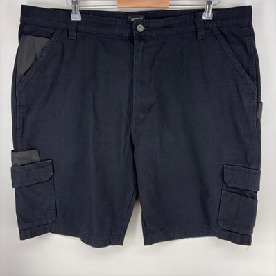 古着 ディッキーズ Dickies パンツ ワーク カーゴ ワンポイントロゴ ジップ ショーツ ハーフパンツ w42 ブラック系 メンズ