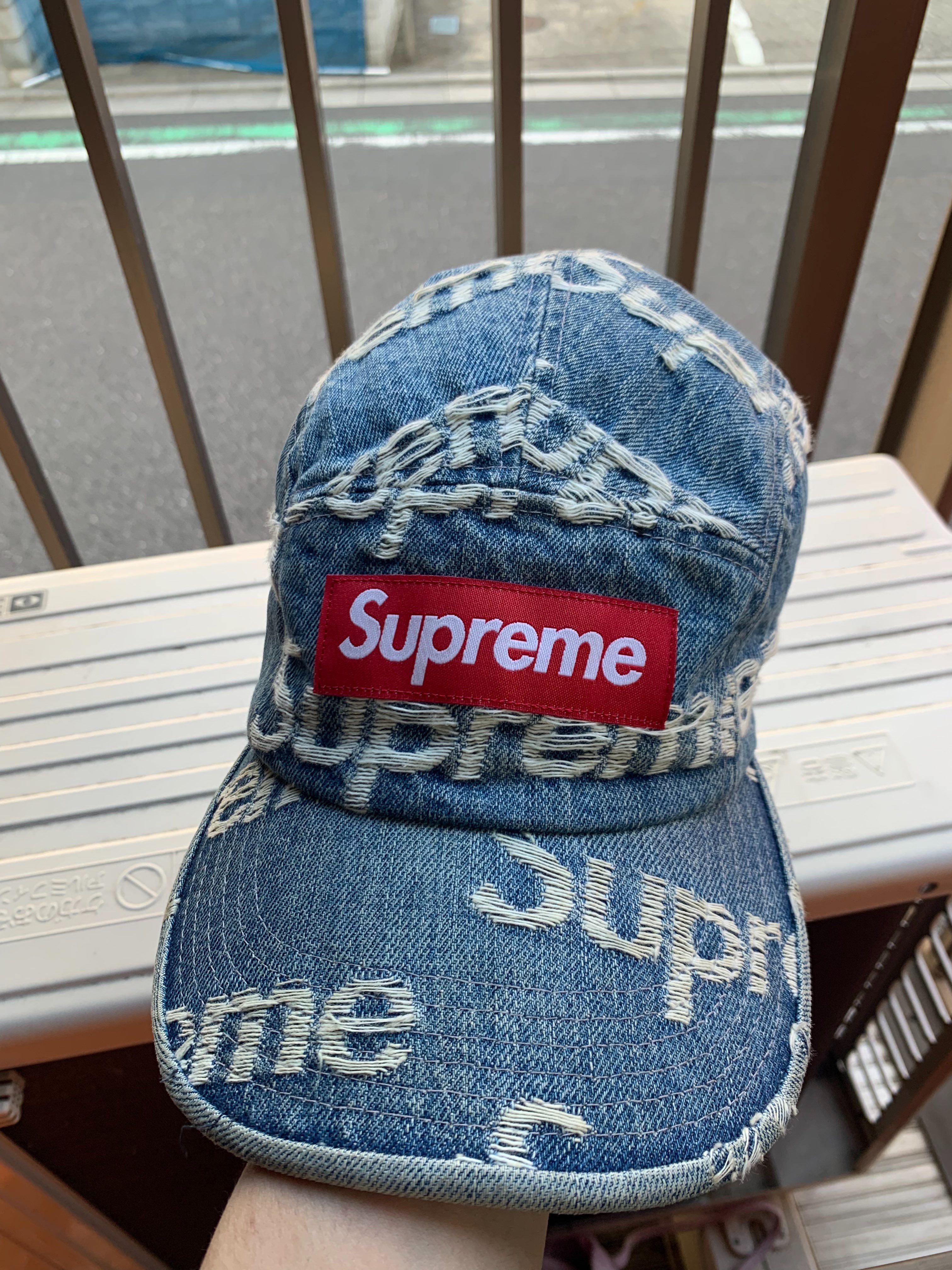 Supreme Frayed Logos Denim Camp Cap "Blue"