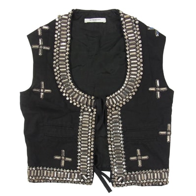 GIVENCHY ジバンシィ ベスト ビジュー ベスト ジレ ブラック系 34【中古】