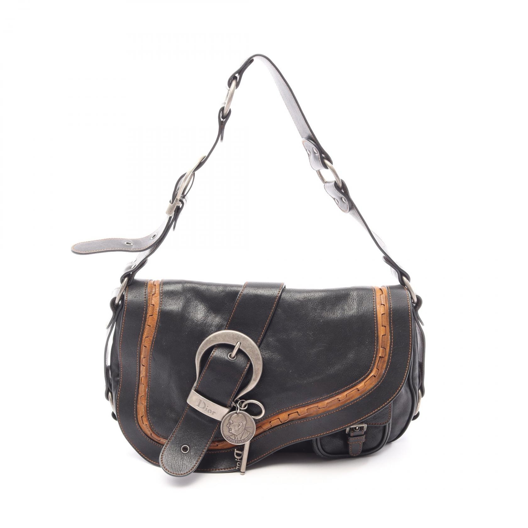 ディオール Dior ガウチョ サドルバッグ ショルダーバッグ バッグ レザー メンズ ブラック系 / ブラウン系 【中古】