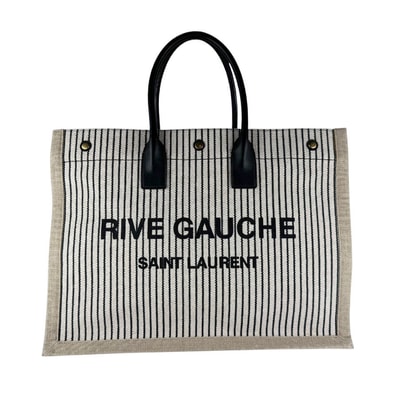 サンローラン SAINT LAURENT トートバッグ ハンドバッグ リヴ ゴーシュ キャンバス/レザー ブラック/ベージュ/アイボリー ユニセックス 499290【中古】 z10660