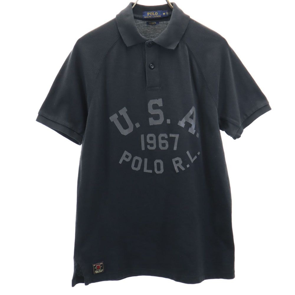 POLO RALPH LAUREN ポロラルフローレン 半袖 カスタムフィット 鹿の子 ポロシャツ M ブラック CUSTOM FIT